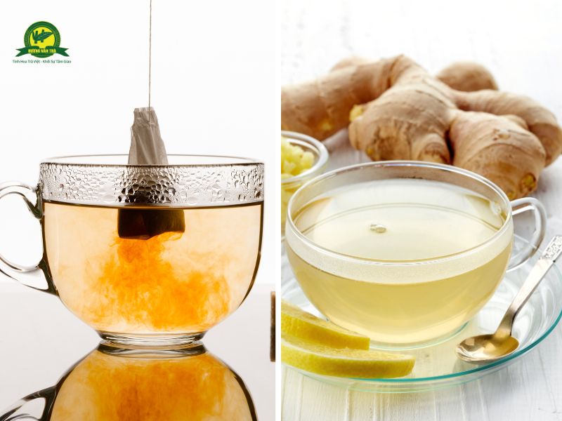 Trà xanh túi lọc và trà gừng