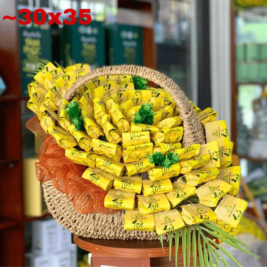 Hoa trà Hương Vân giỏ 70 bông
